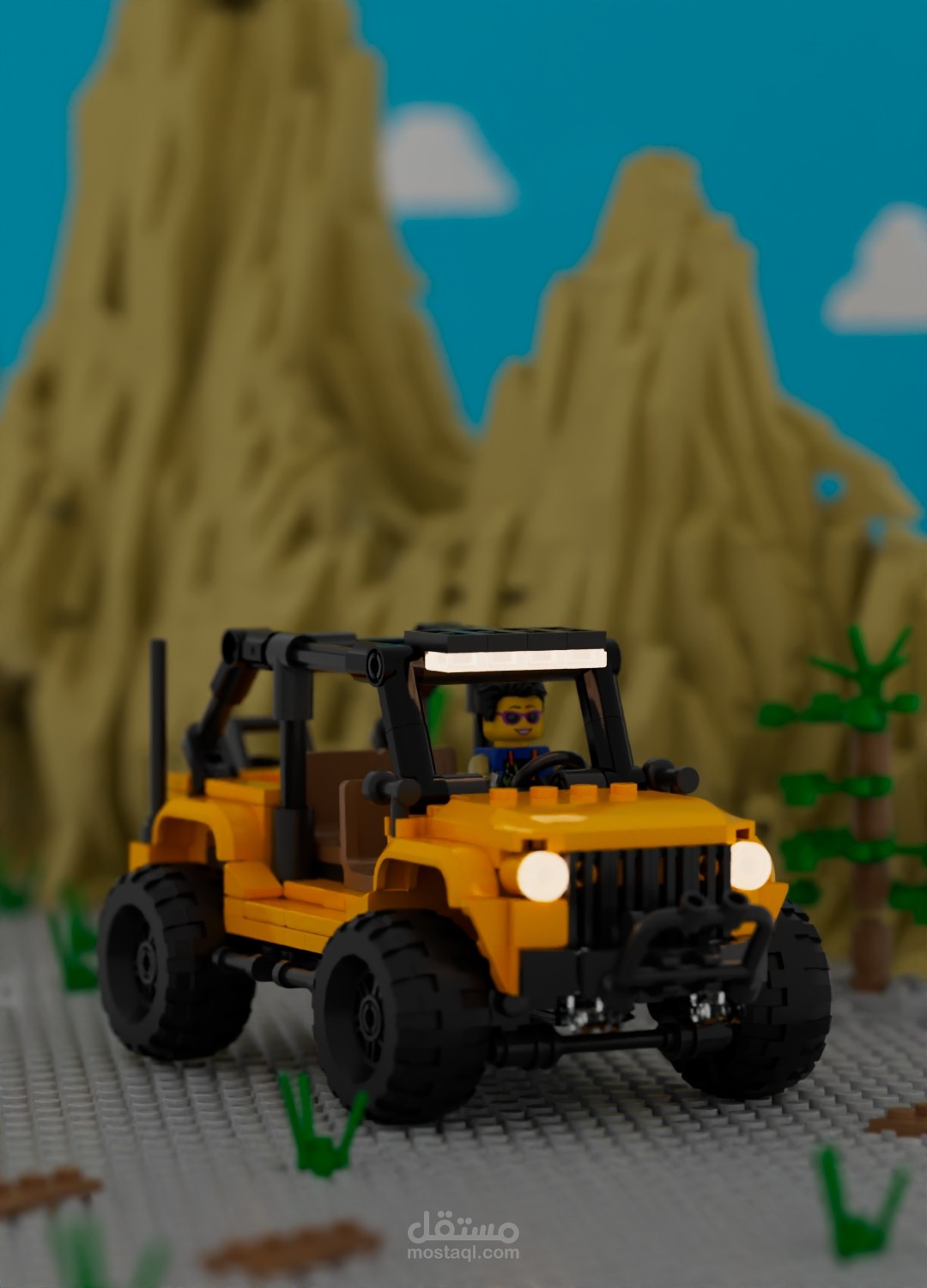 تطبيق خامات على نموذج 3D ورندر المشهد بالكامل