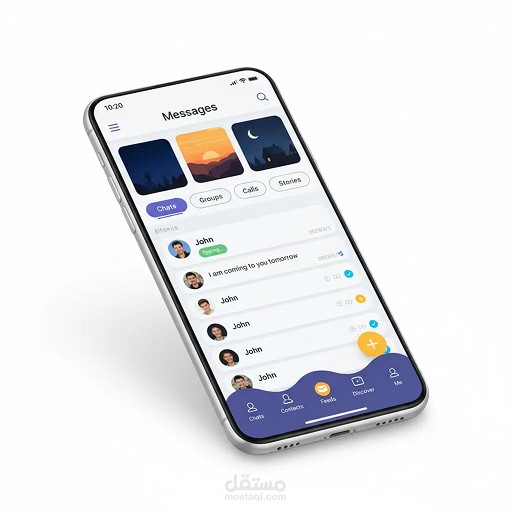 تصميم UI\UX  لتطبيق دردشة