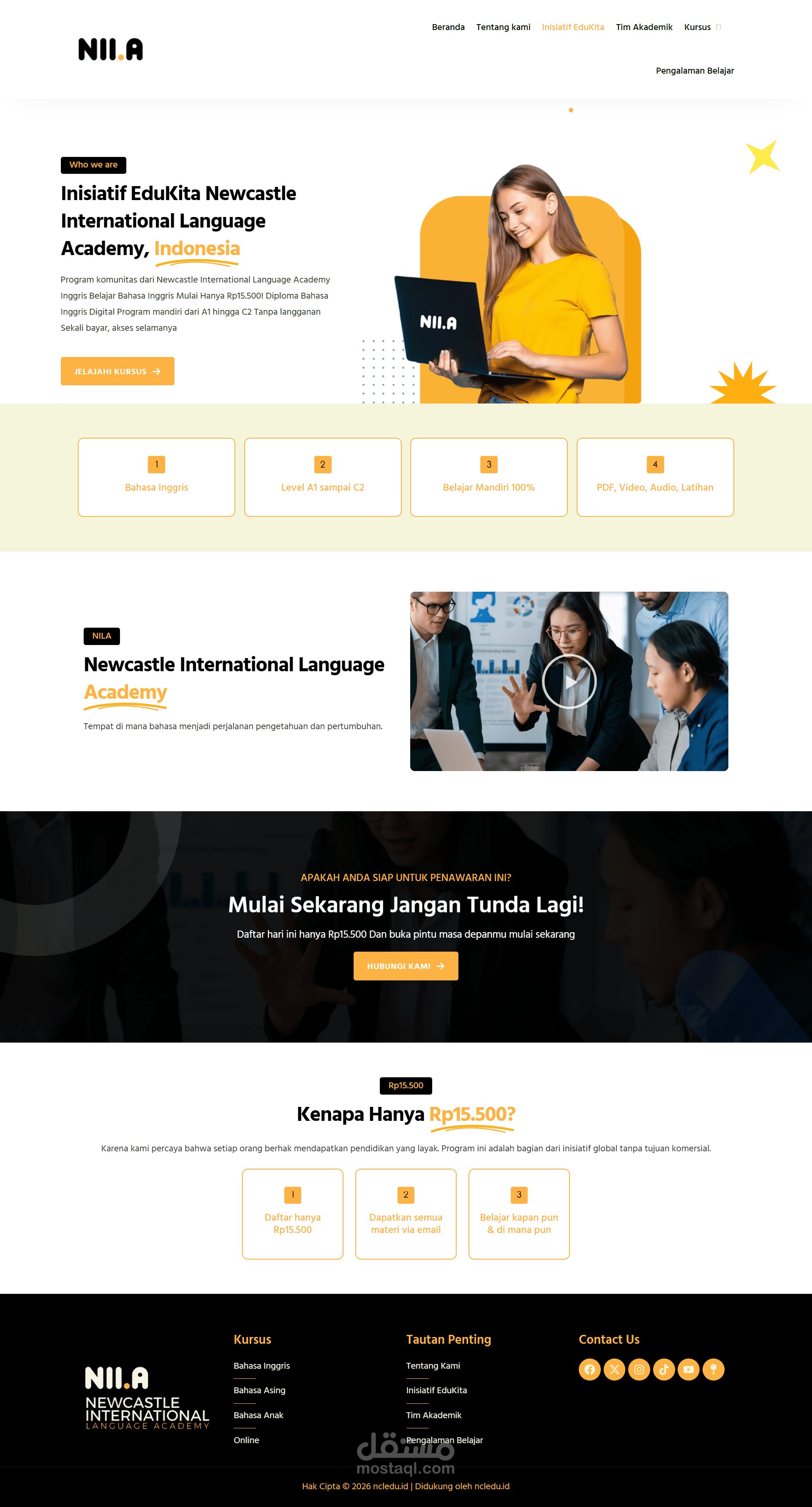 إعادة تصميم وتحسين واجهة موقع NCLEDU Indonesia التعليمي المبني على WordPress.