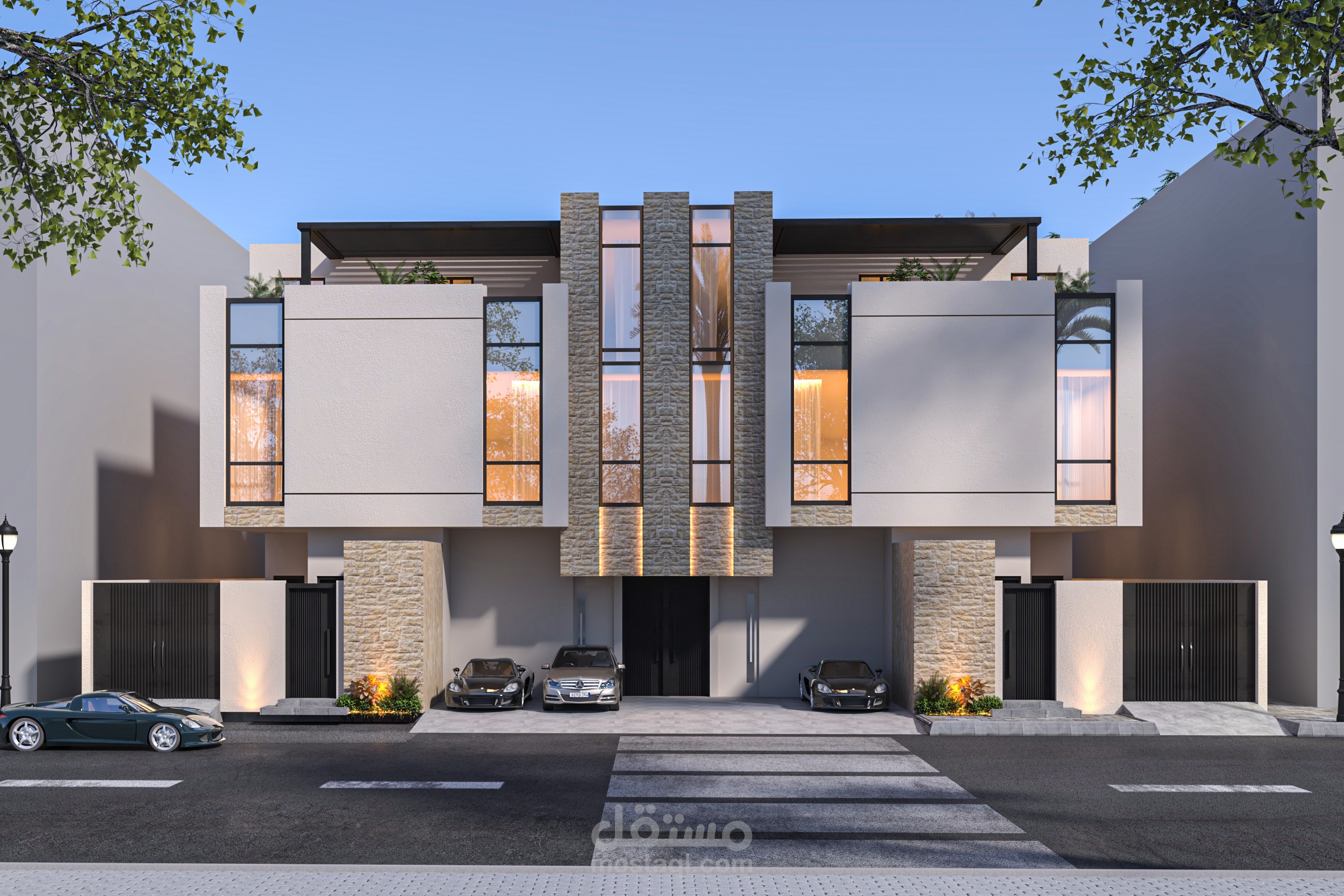 تصميم مودرن لفيلا دوبلكس بالسعوديه