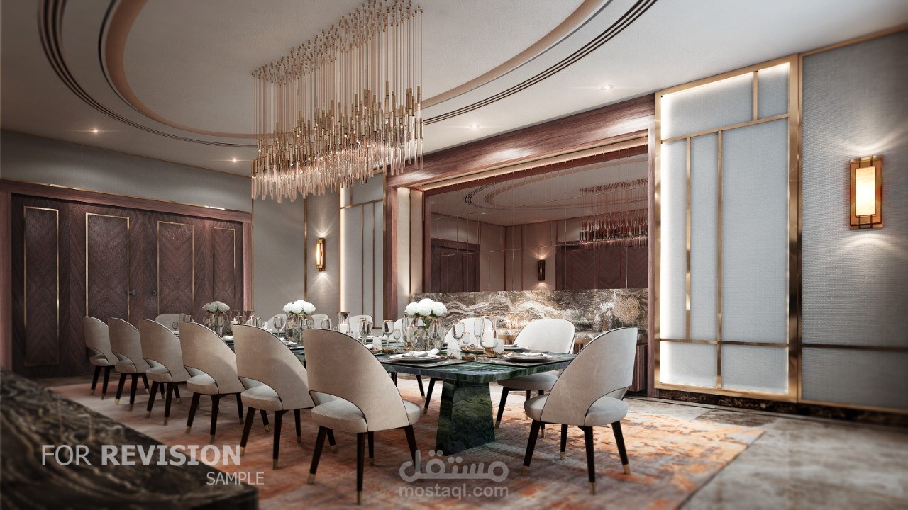 التصميم الداخلي للفيلا وعمل الرسومات التنفيذيه ومتابعة التنفيذ