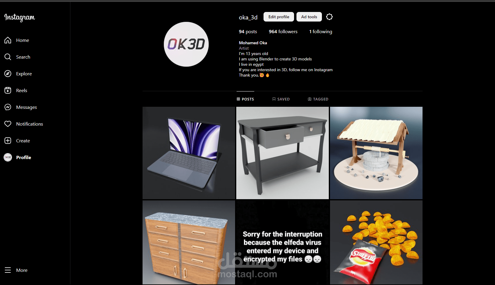 صممت حوالي 100 بوست علي حساب انستجرام oka_3d