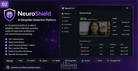 NeuroShield - منصة كشف الفيديوهات المزيفة باستخدام الذكاء الاصطناعي