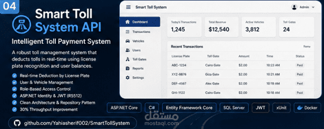 Smart Toll System API - نظام دفع الرسوم الذكي