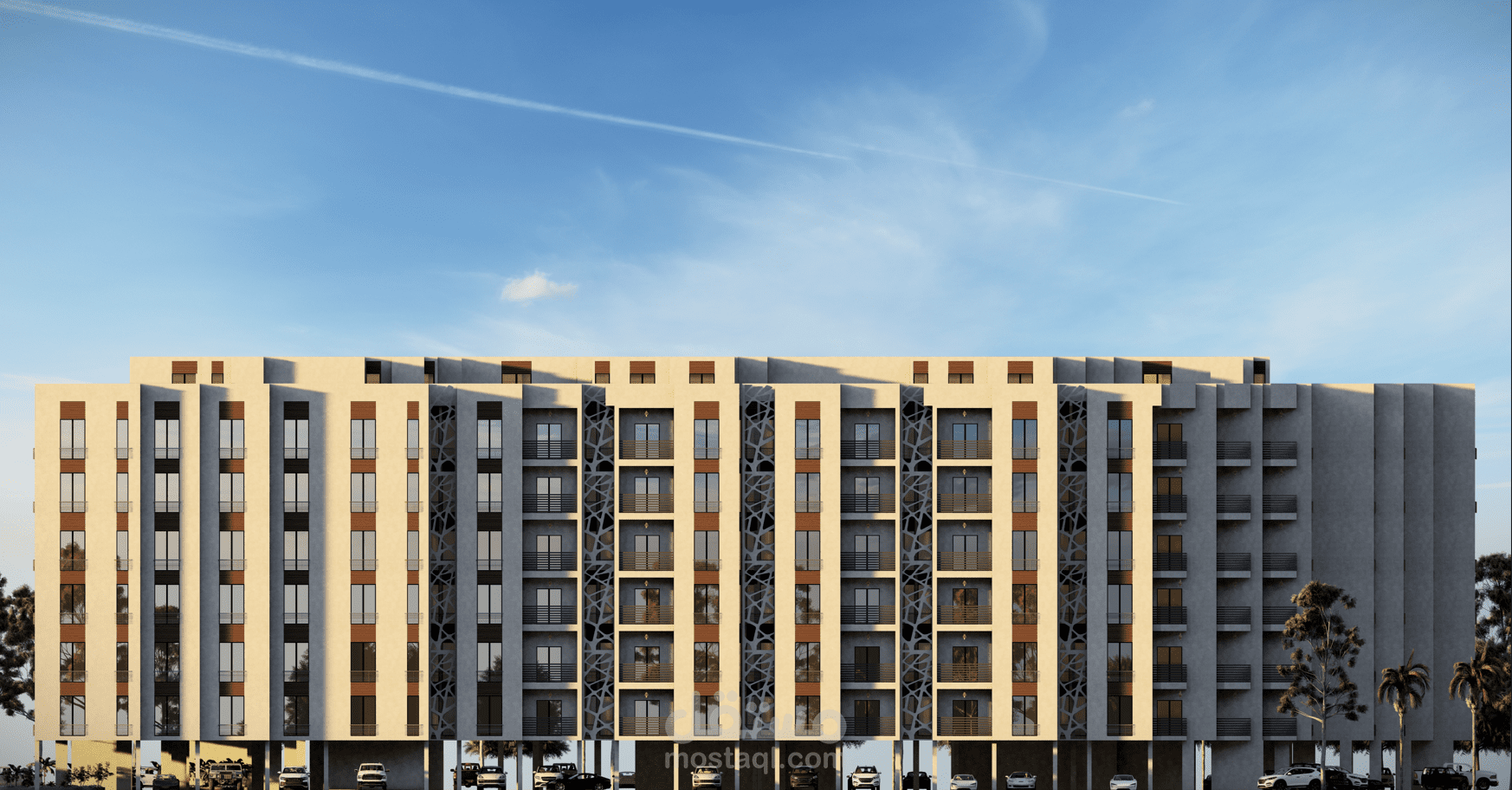 تصميم 3D واجهة عمارة سكنية بالسعودية