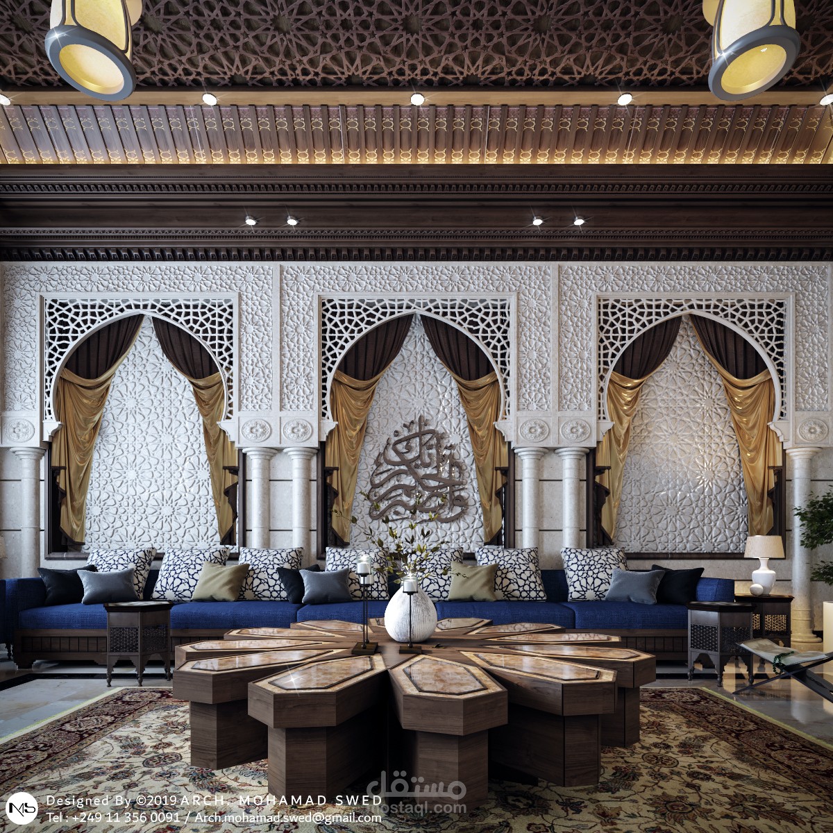 تصميم مجلس رجال بمساحة 22 متر مربع