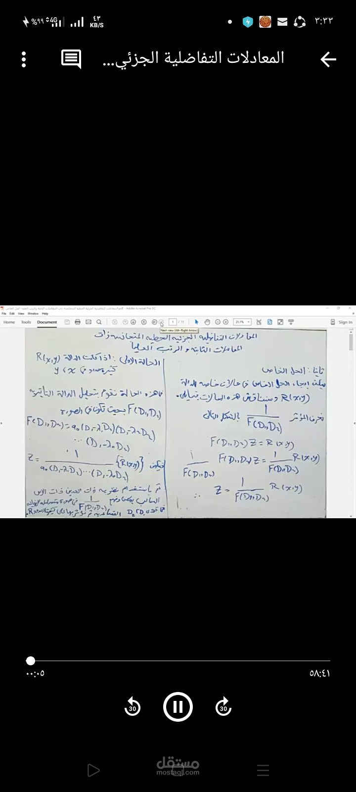 المعادلات التفاضلية الجزئية الخطية المتجانسة ذات المعاملات الثابتة والرتب العليا- الحل الخاص