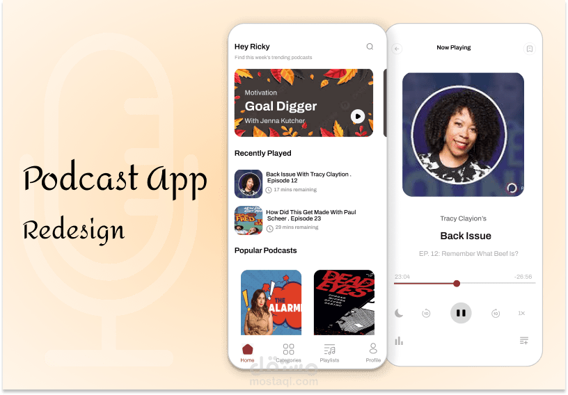 تصميم تطبيق موبايل ( Podcast Mobile App  )