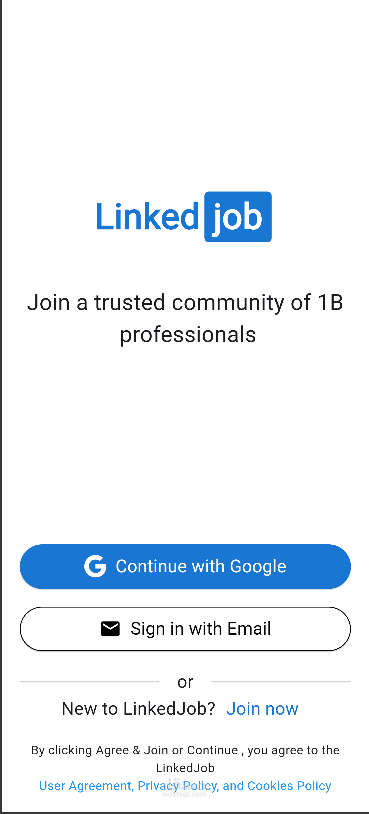 واجهة تطبيق LinkedJob – نموذج أولي احترافي مطوّر بـ Flutter