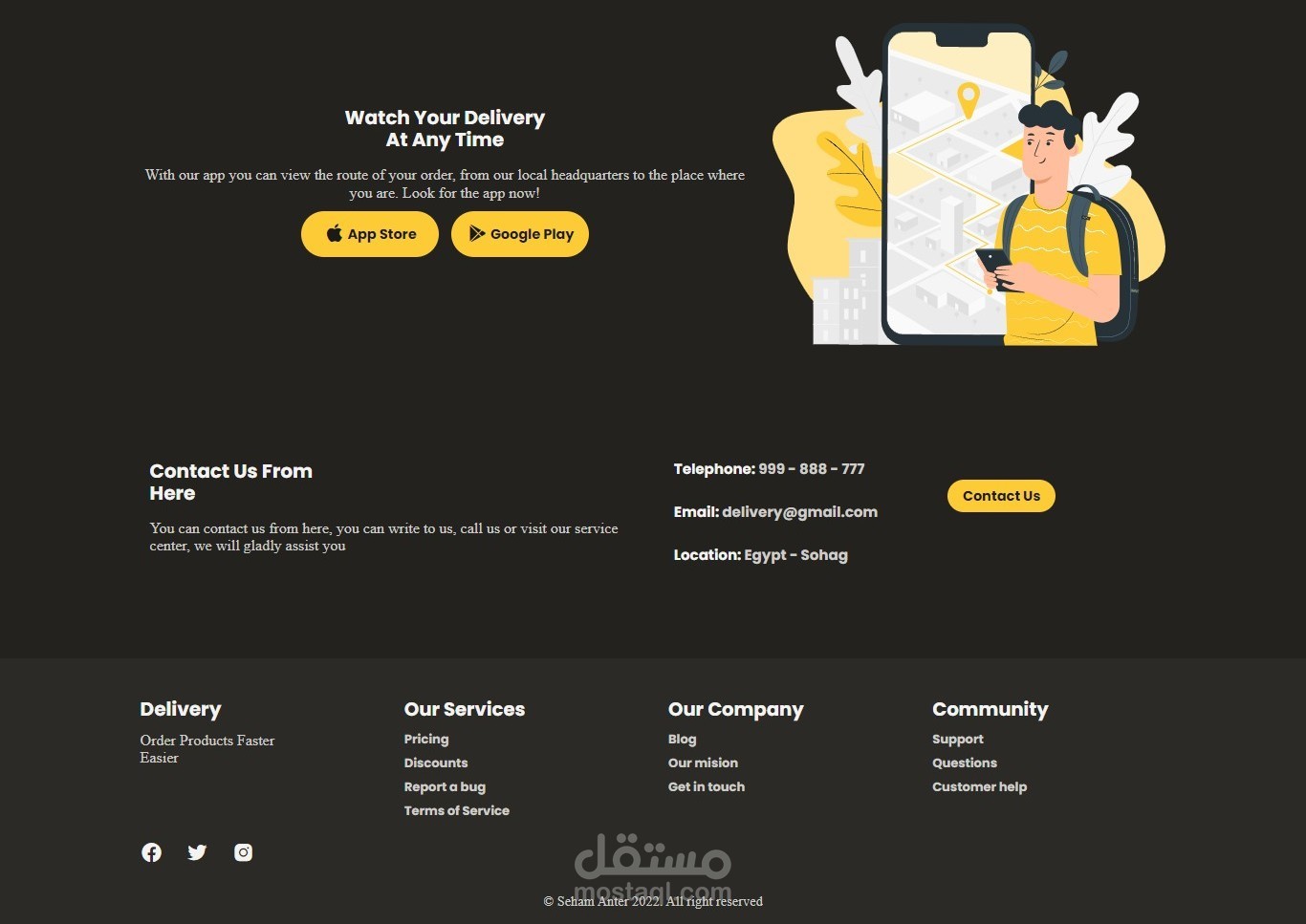 delivery landing page