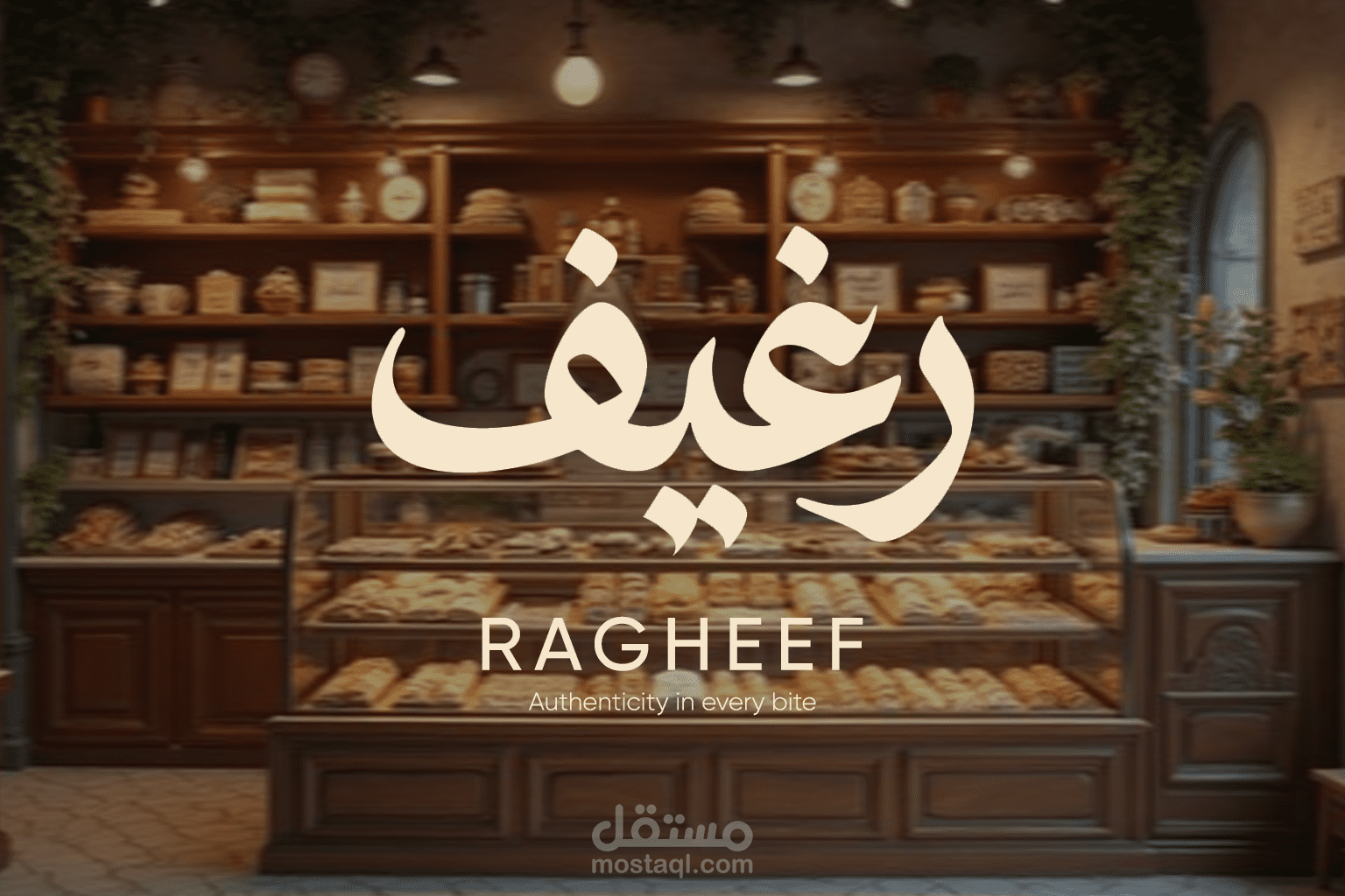 شعار تايبوجرافي عربي ل مخبز رغيف