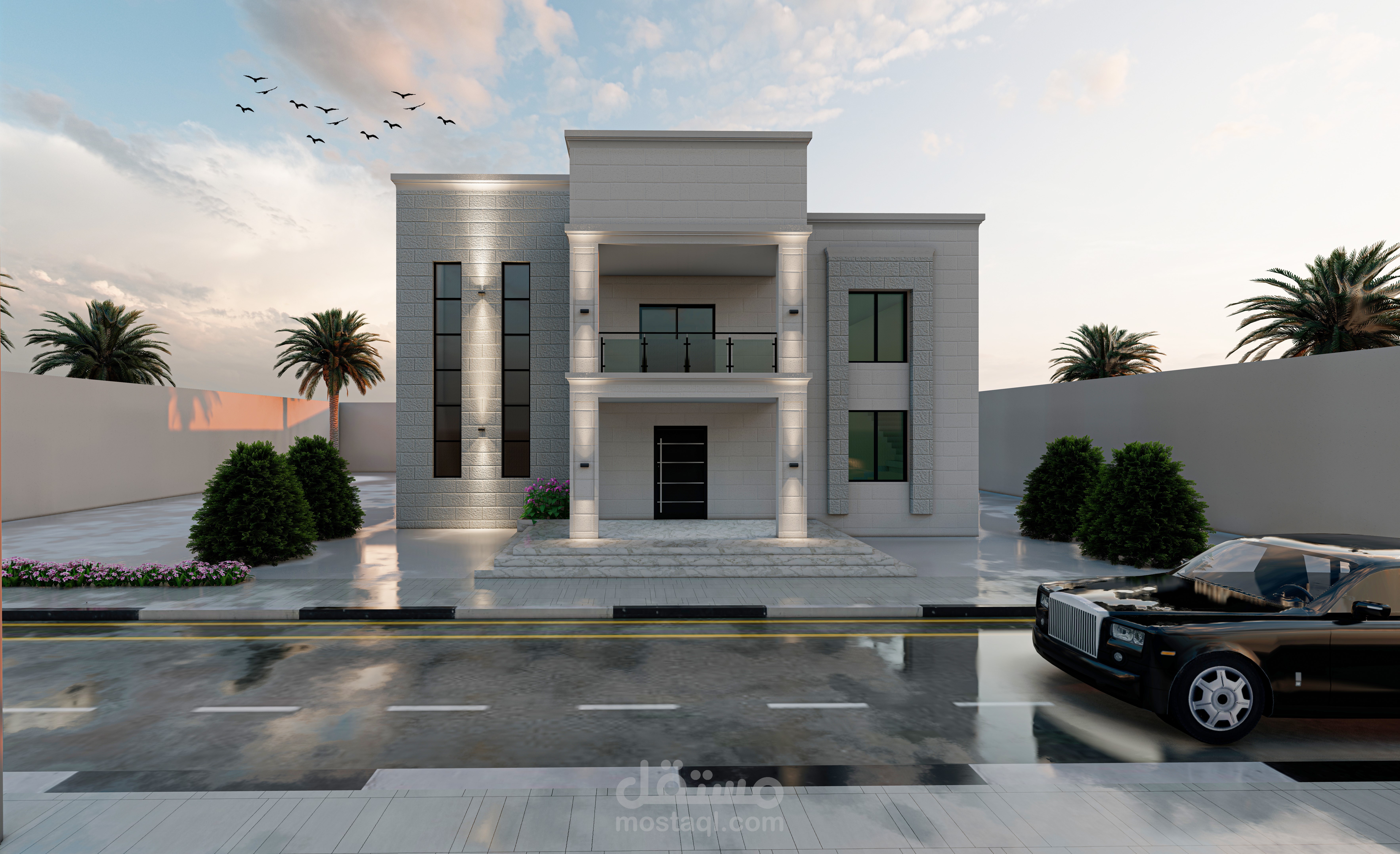 تصميم فيلا سكنية من مخططات وواجهات