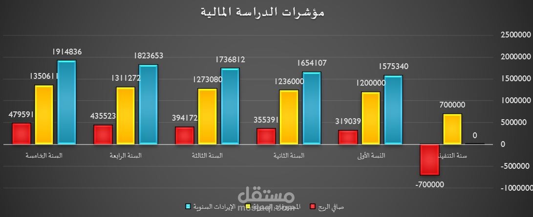 عناصر الدراسة المالية مفصلة بالأكسل