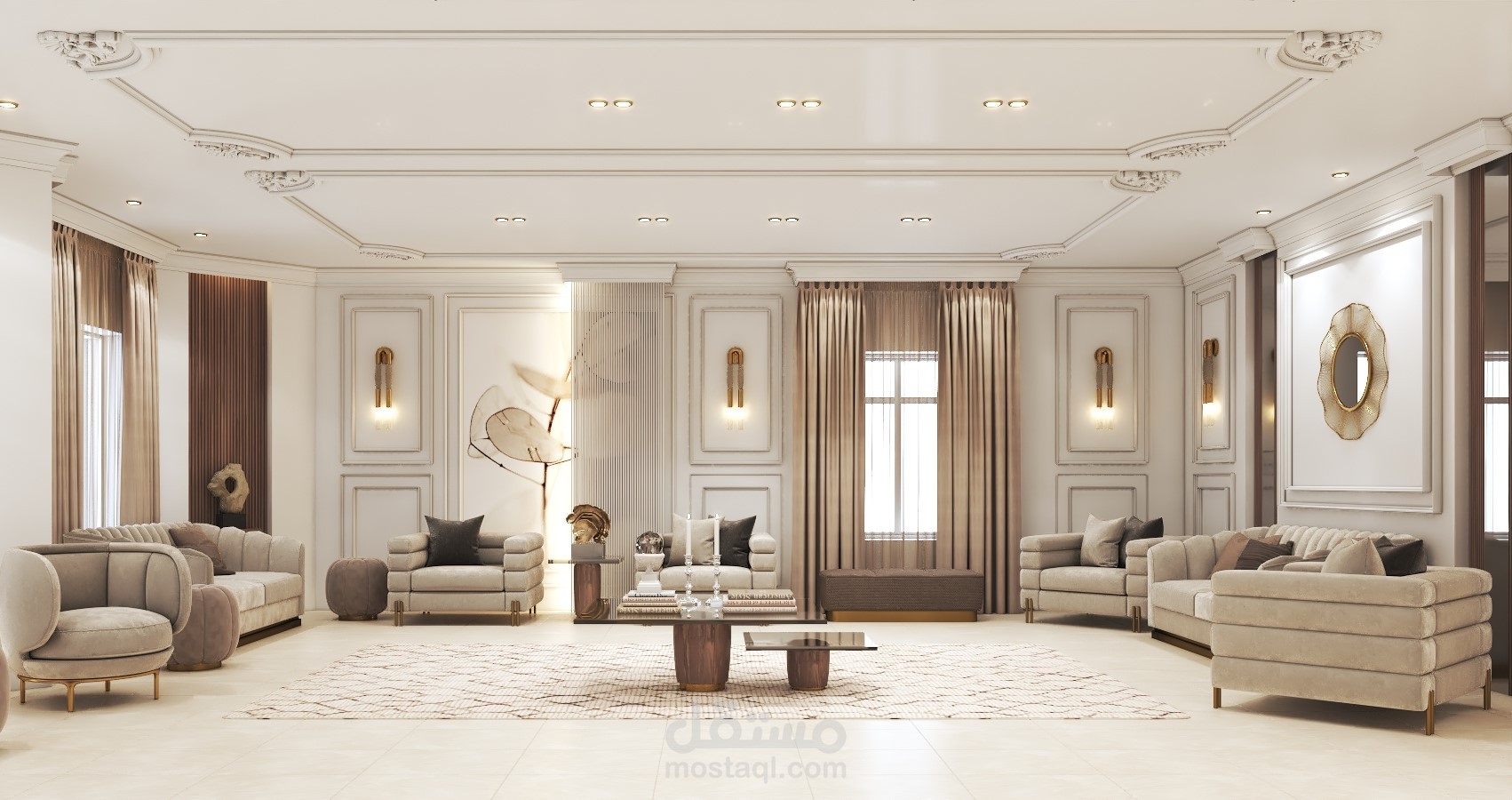تصميم داخلي لصالة استقبال