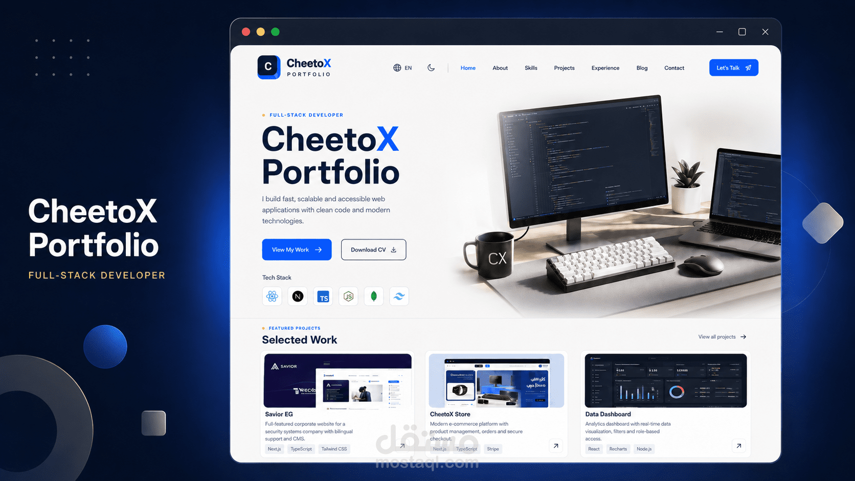 تصميم وتطوير موقع شخصي احترافي – CheetoX Portfolio