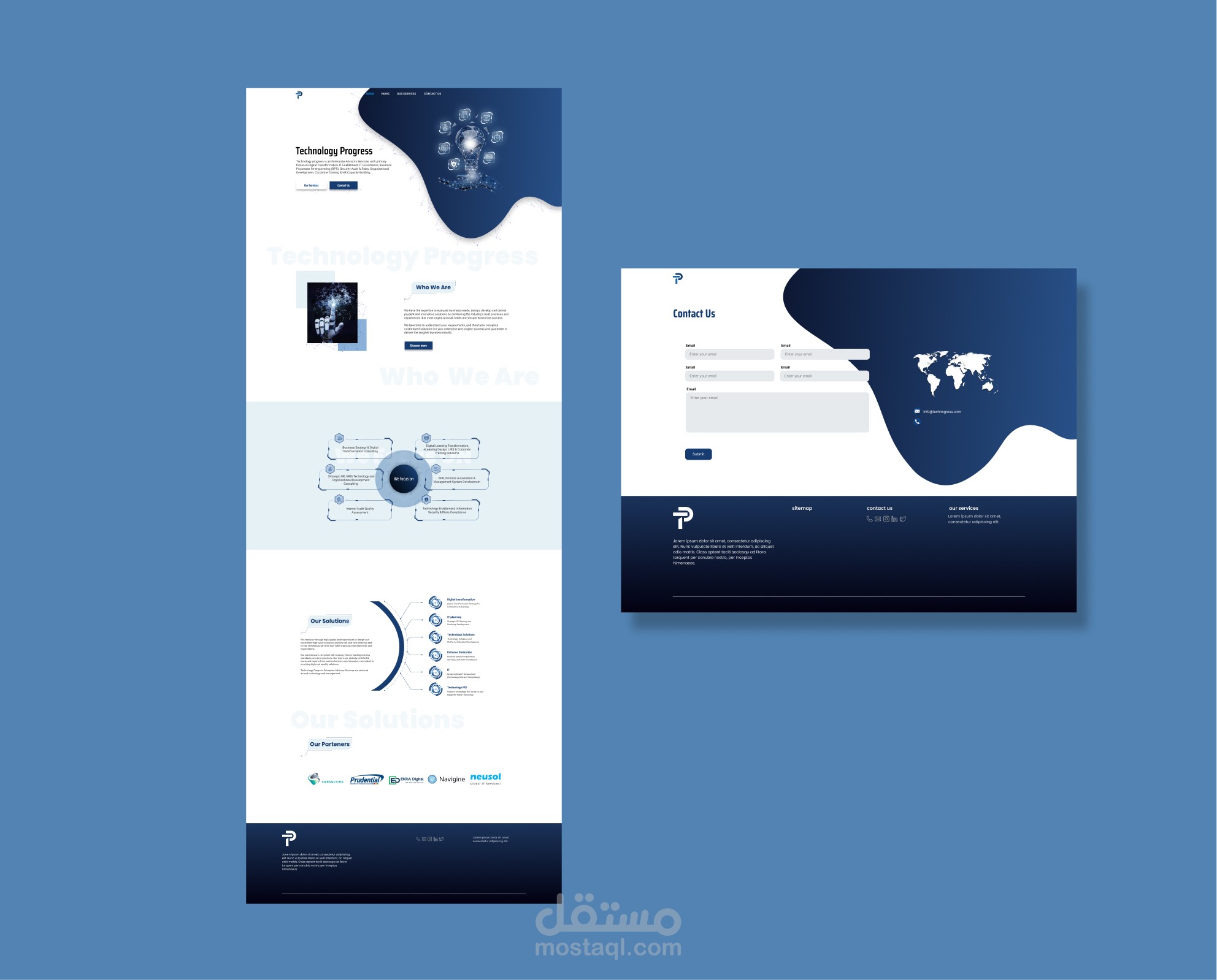 تصميم واجهة موقع التقدم التكنولوجي technology progress