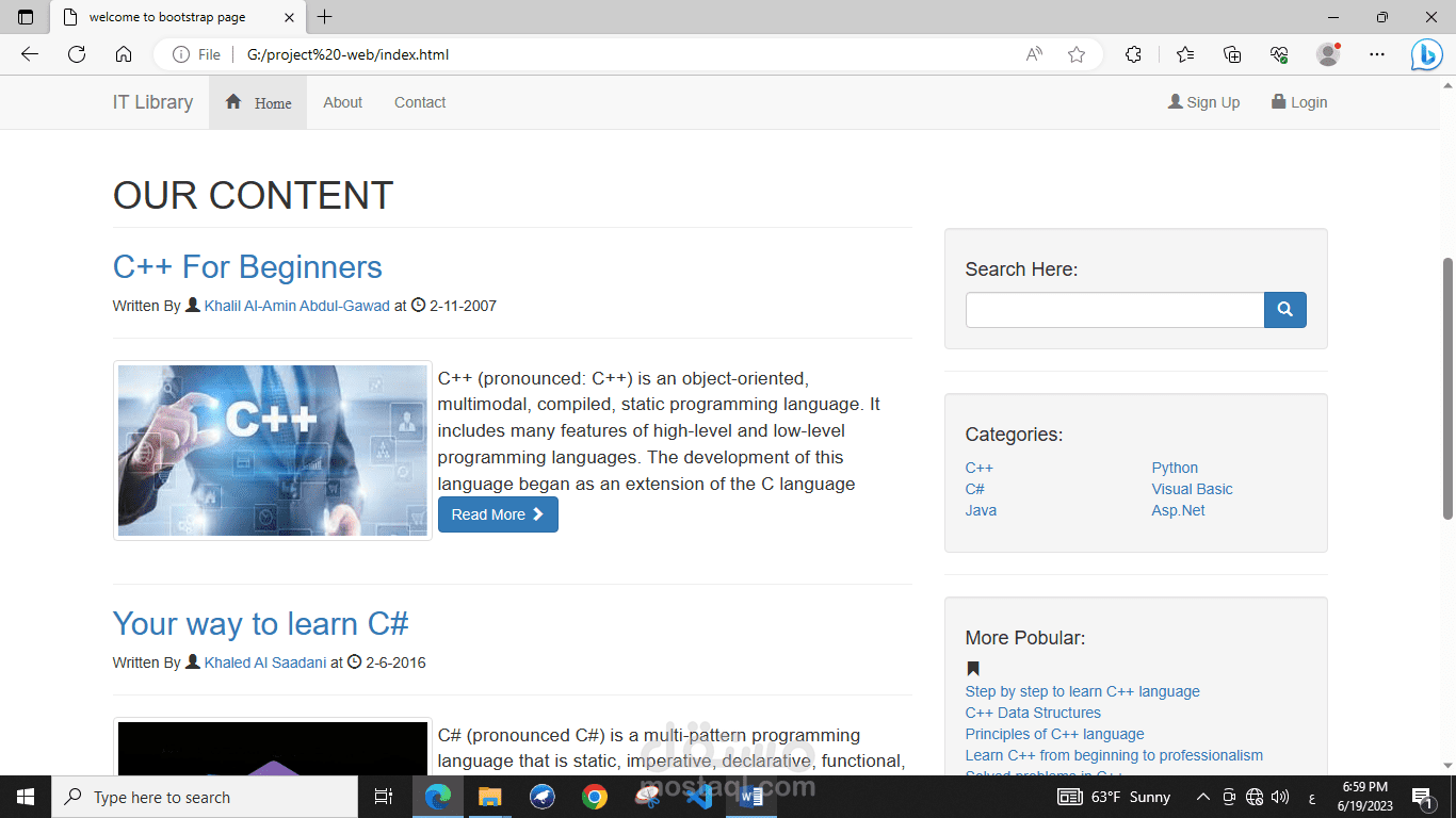 تصميم موقع باستخادم البرتوستراب وقواعد بيانات mysql
