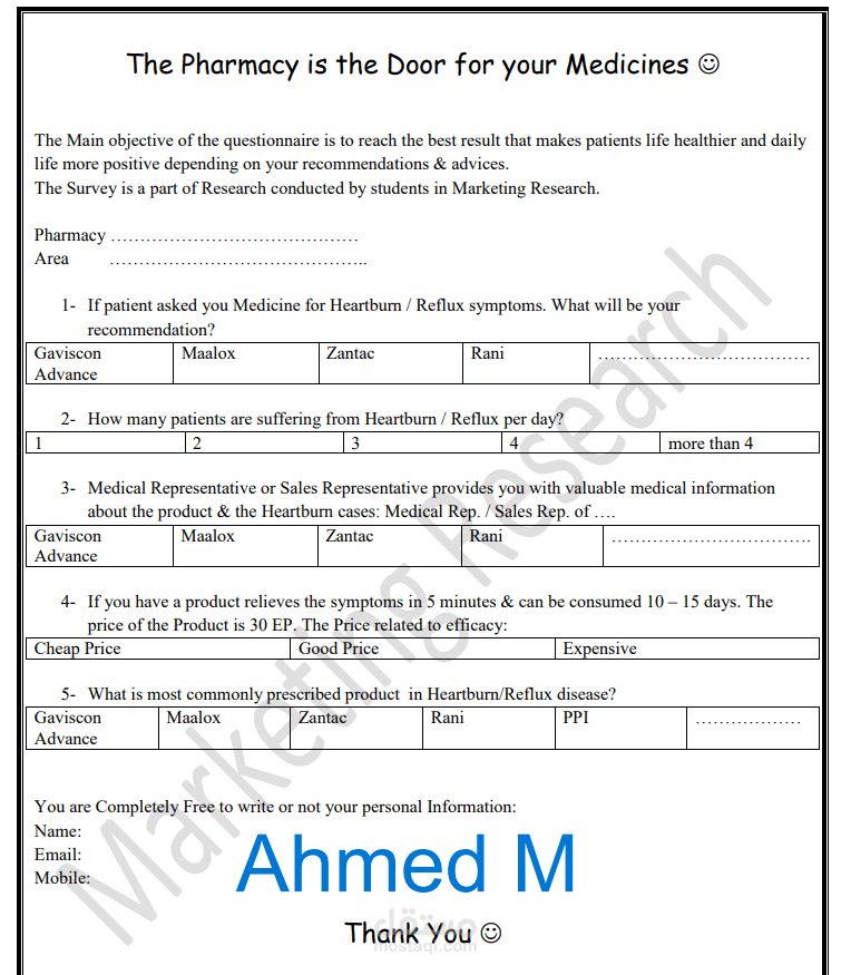 Marketing Research - Questionnaire