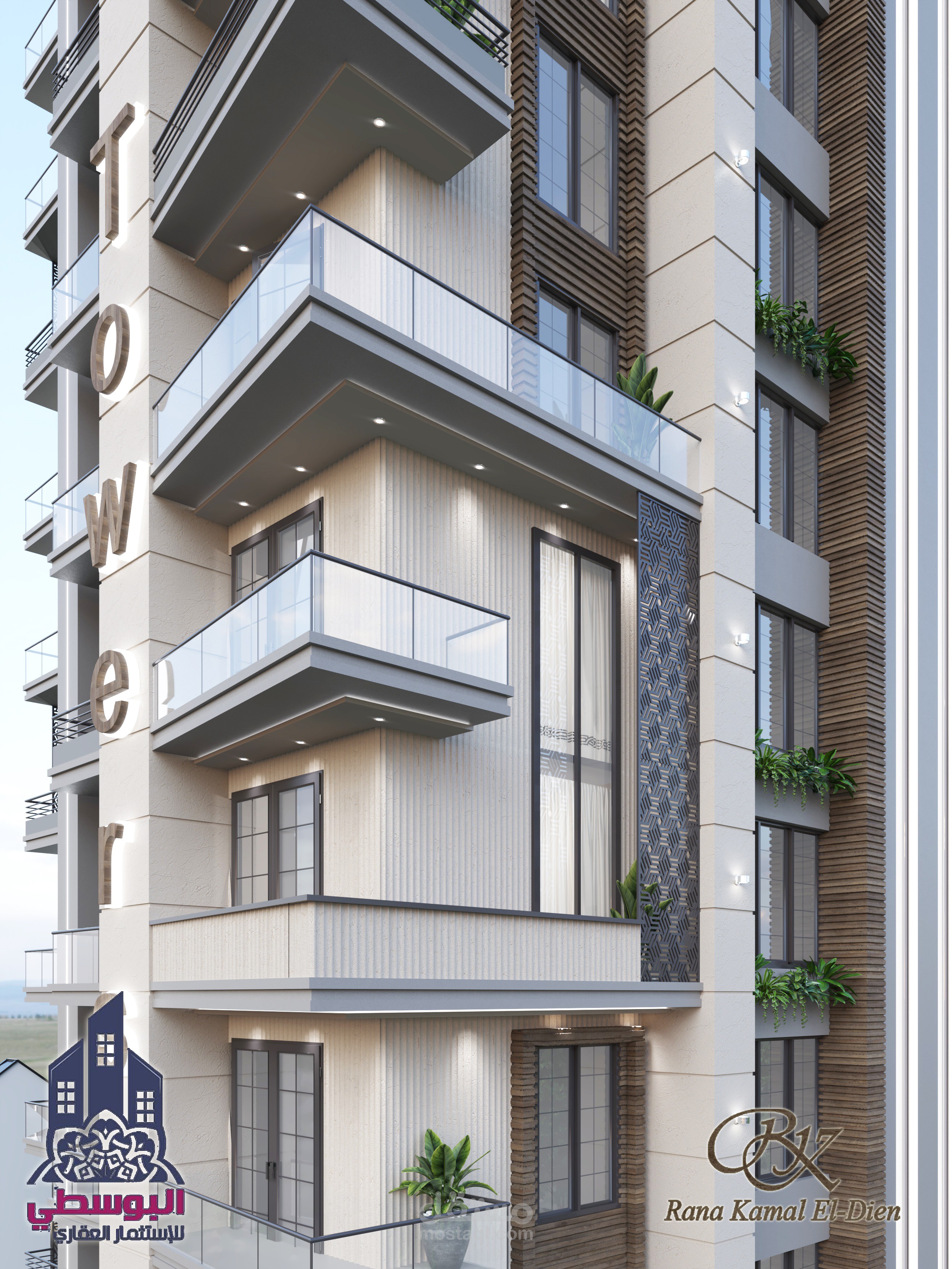 تصميم واجهة معمارية لبرج سكني
