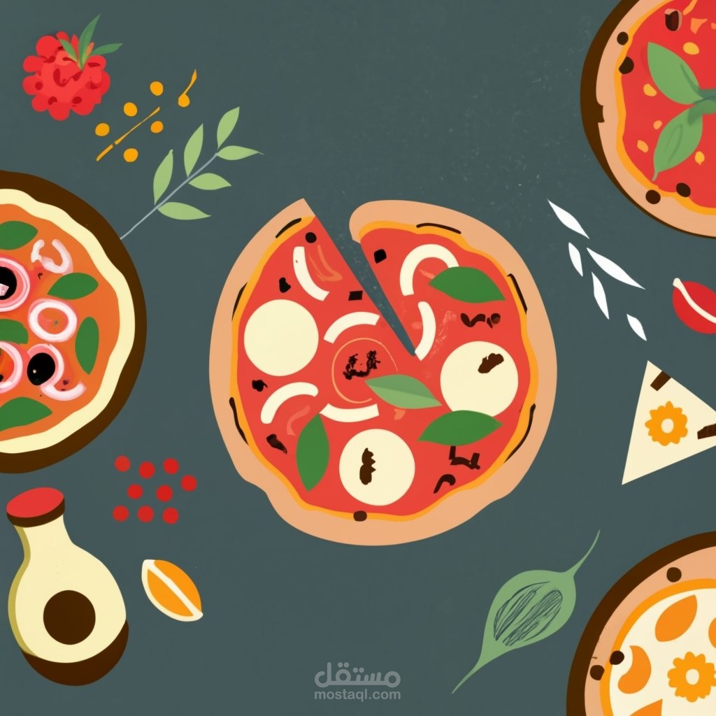 تصميم هوية بصريه لمطعم بيتزا
