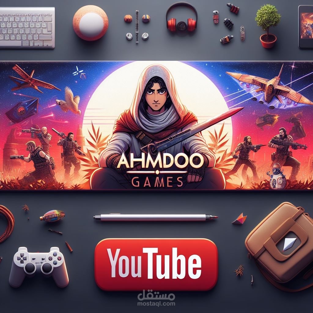 تصميم بنر لقناة يوتيوب مختصة بالالعاب