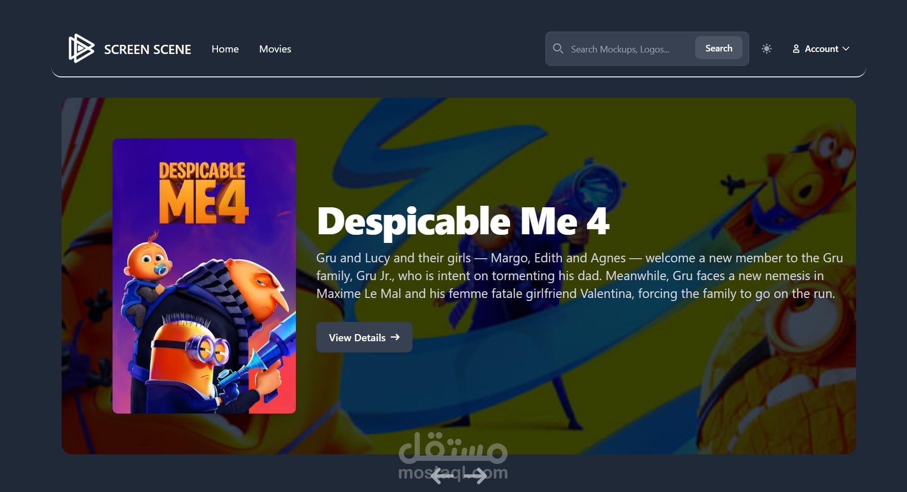 Screen Scene: موقع ويب ديناميكي للأفلام تم بنائه باستخدام Django & TMDB API