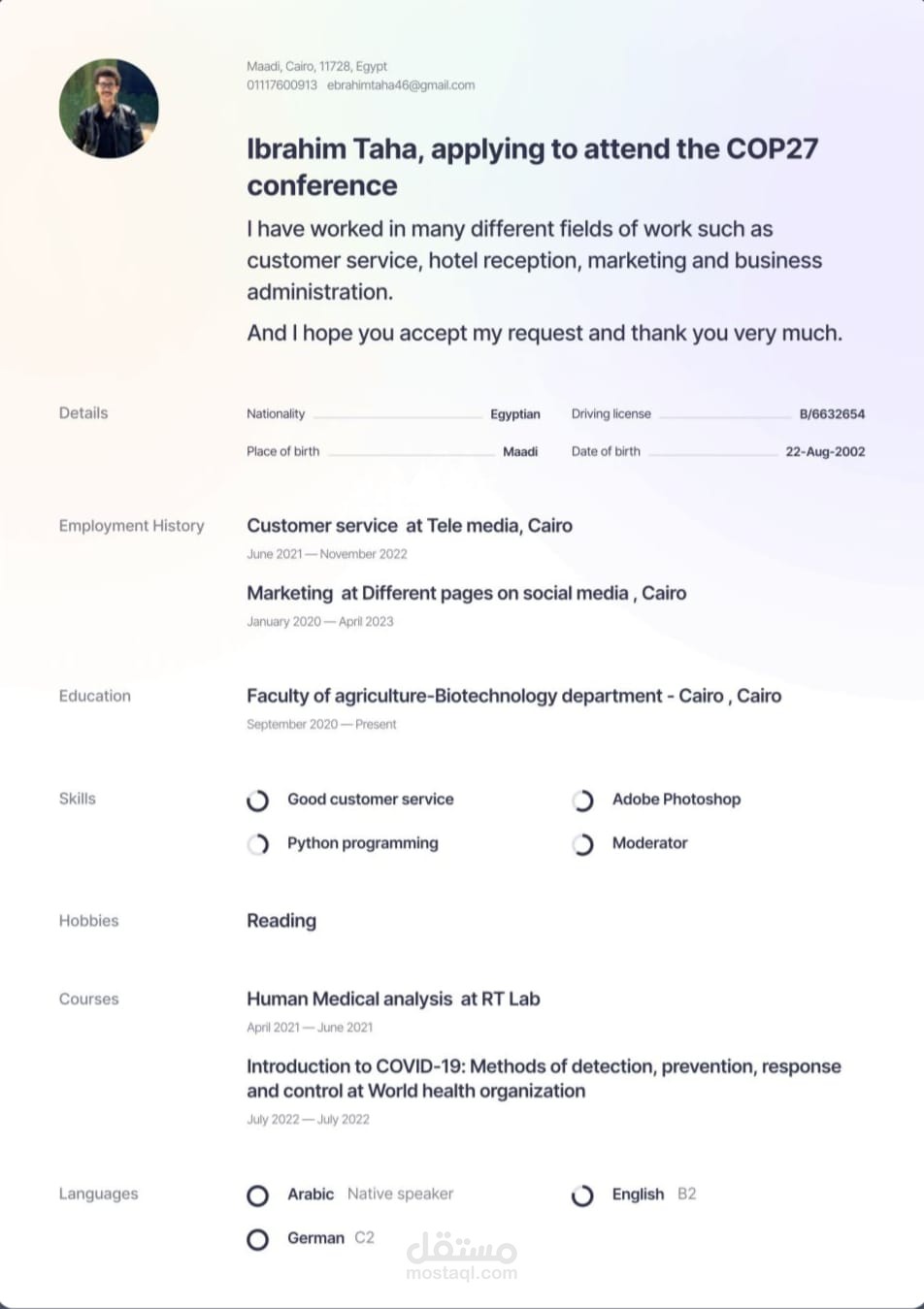 CV (Curriculum Vitae)