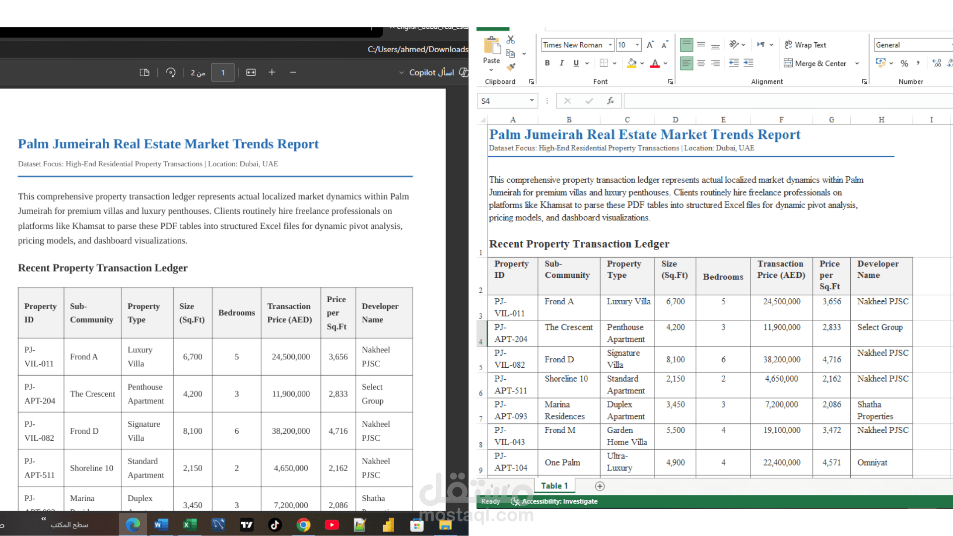 تم في هذا المشروع تحويل بيانات من ملف PDF إلي ملف EXCEL منظم وقابل للتعديل .