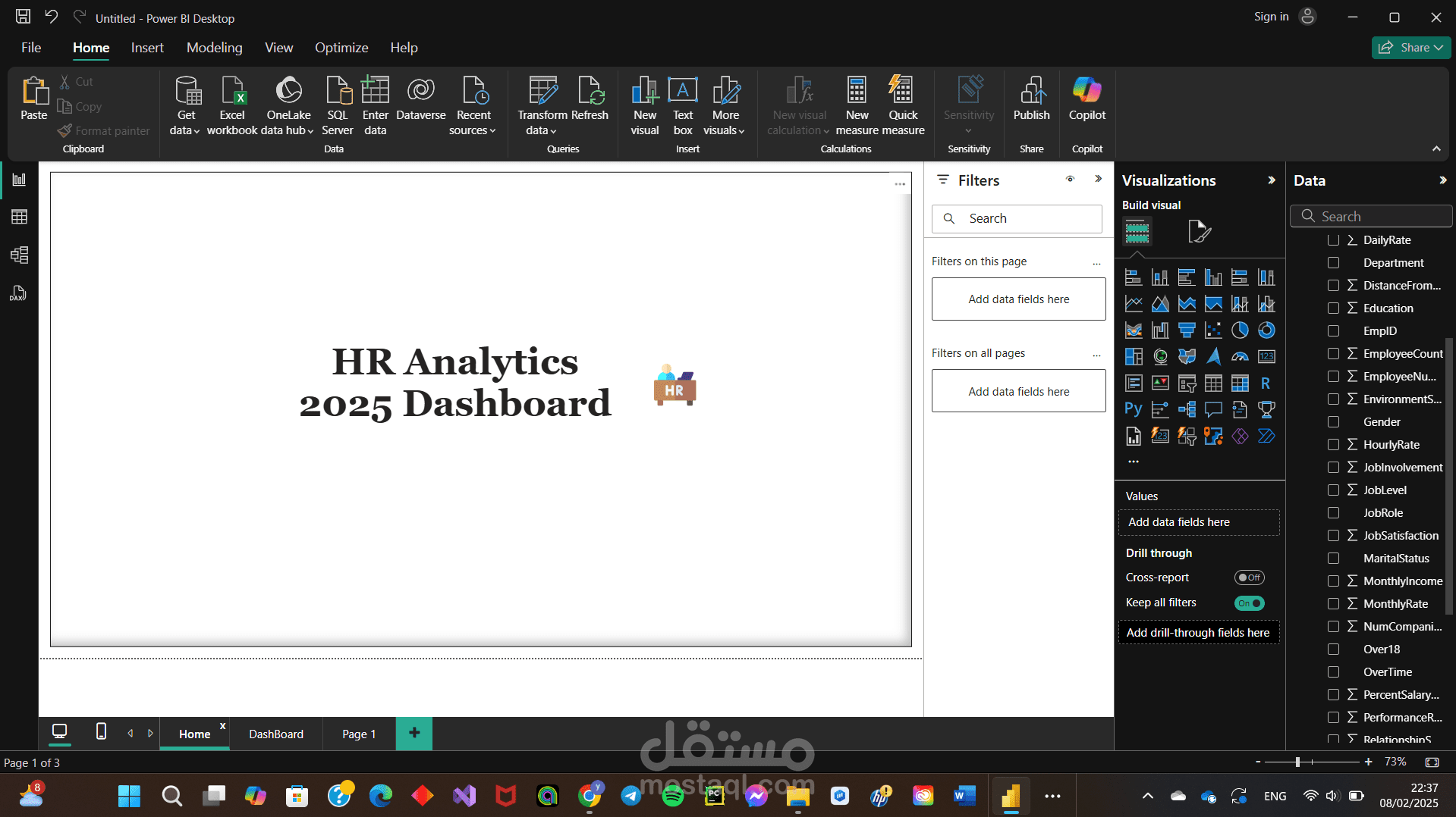 لوحة معلومات تحليلات الموارد البشرية 2025 (HR Analytics 2025 Dashboard)