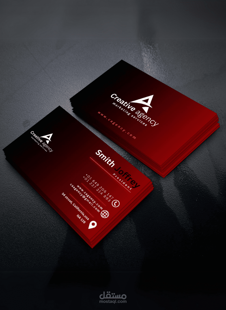 Black and red business card