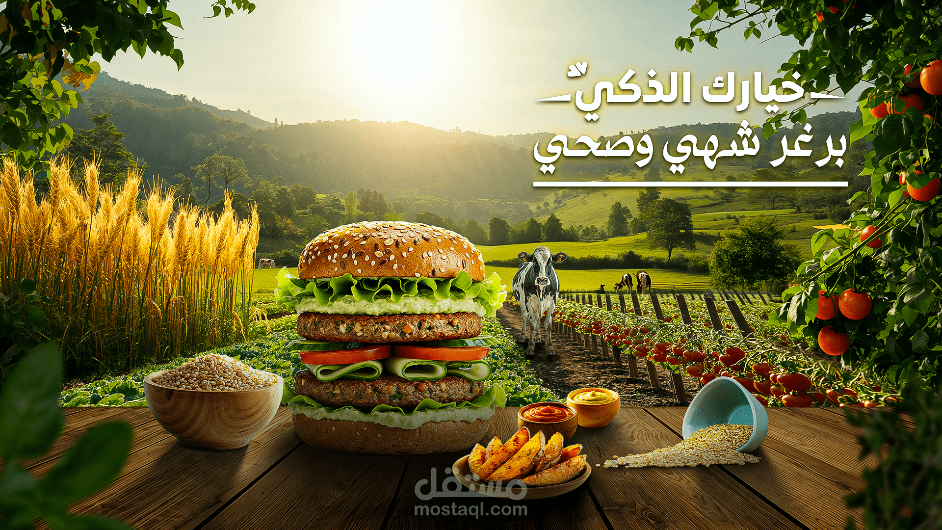 تصاميم سوشل ميديا لمطعم خاص ببيع الأكل الصحي