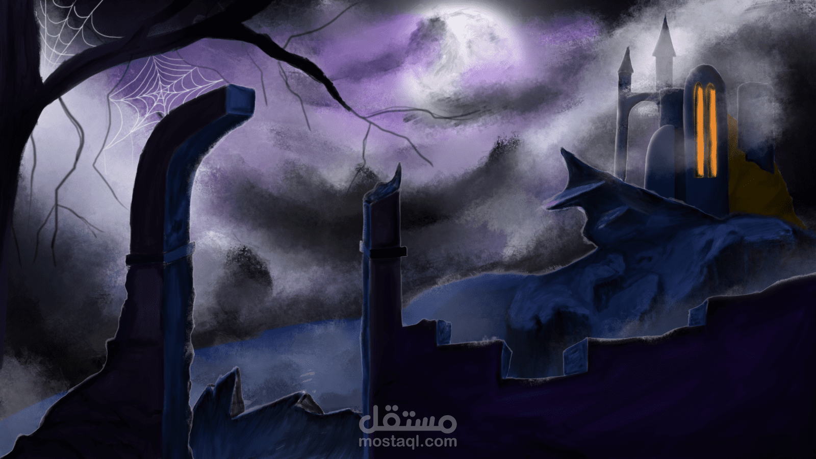 night castle digital art