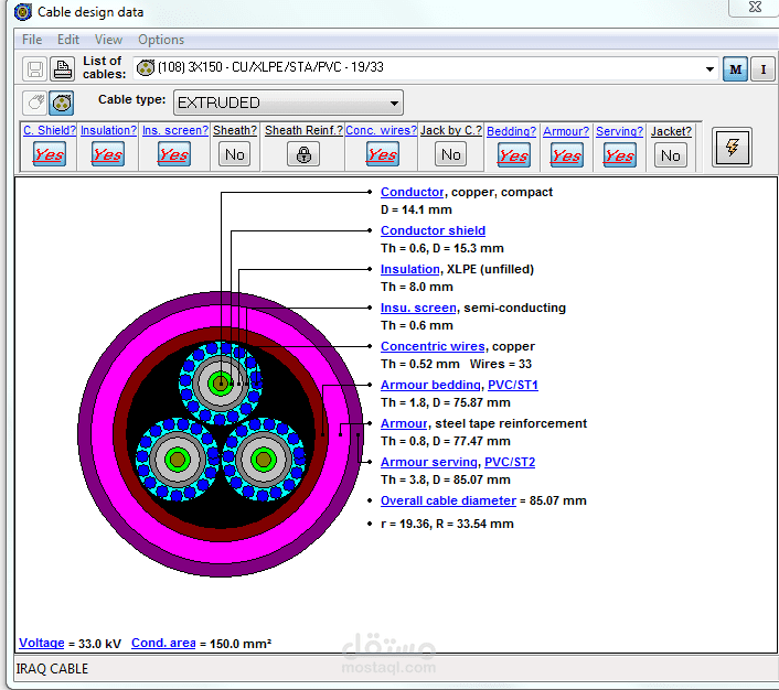 حساب سعة التحميل لكابلات التوتر المتوسط والعالي