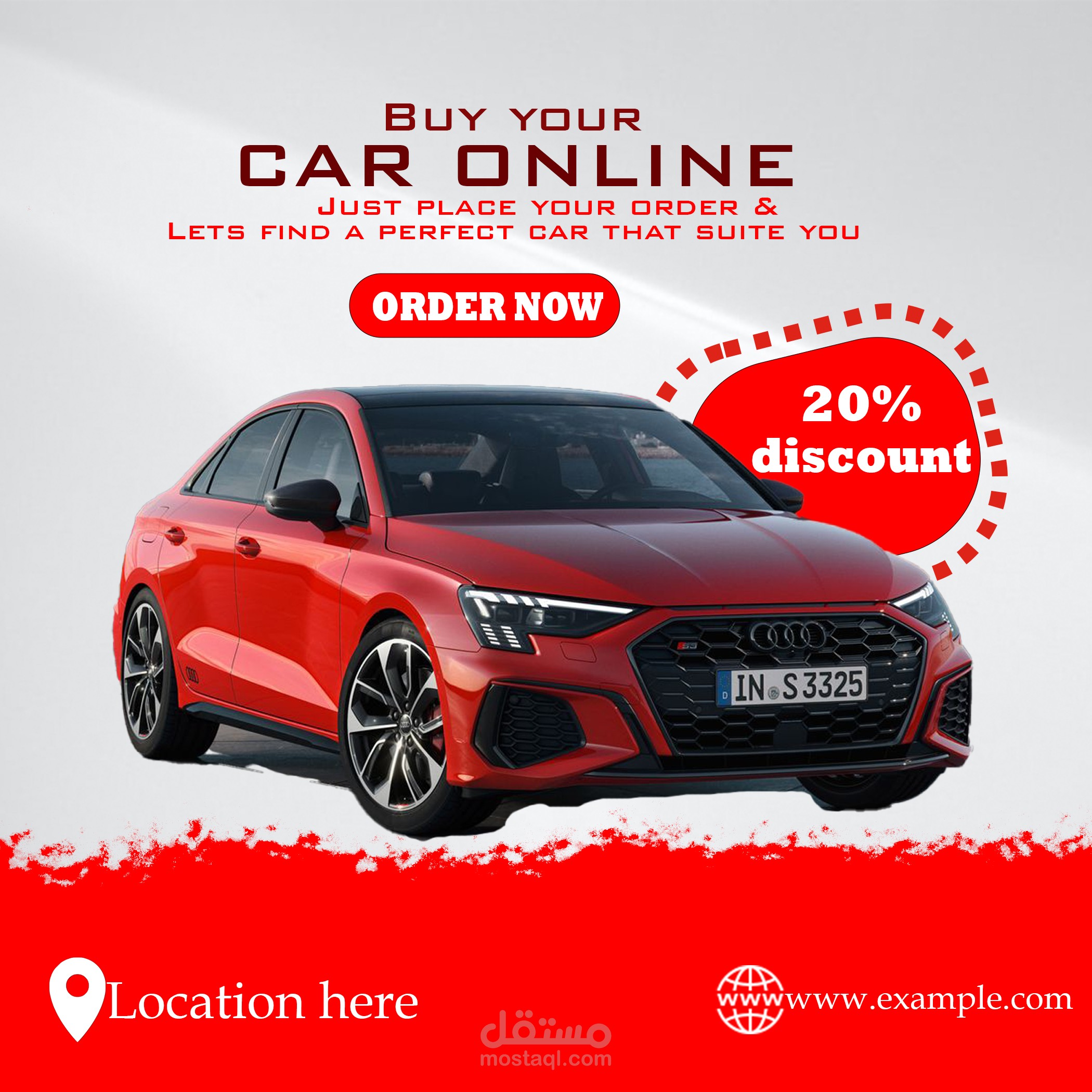 تمصميم اعلان لشركة سيارات.