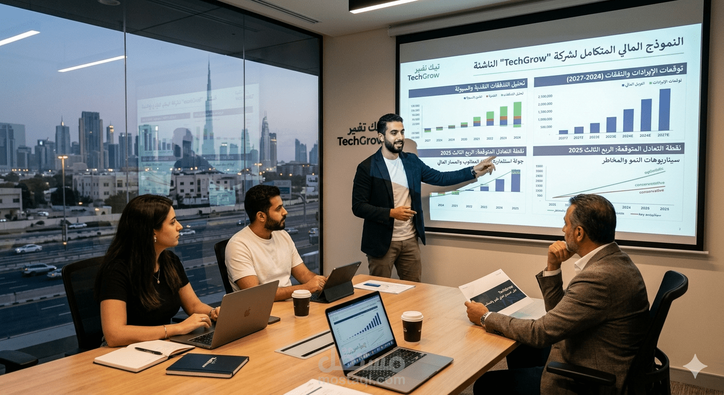 إعداد نموذج مالي وتوقعات مالية لشركة تقنية ناشئة