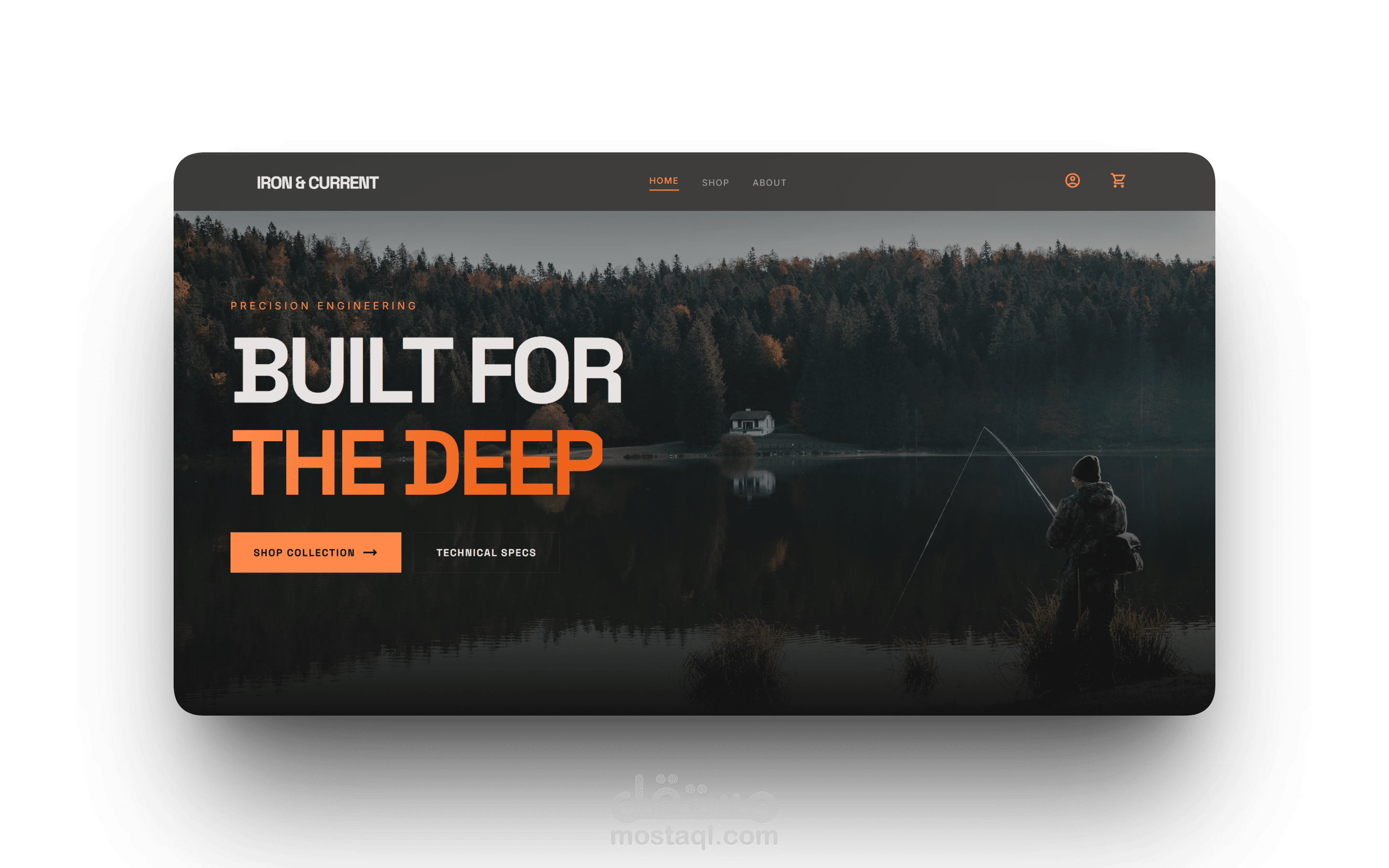 تصميم متجر إلكتروني لمعدات الصيد (هوية بصرية جريئة للمغامرين)