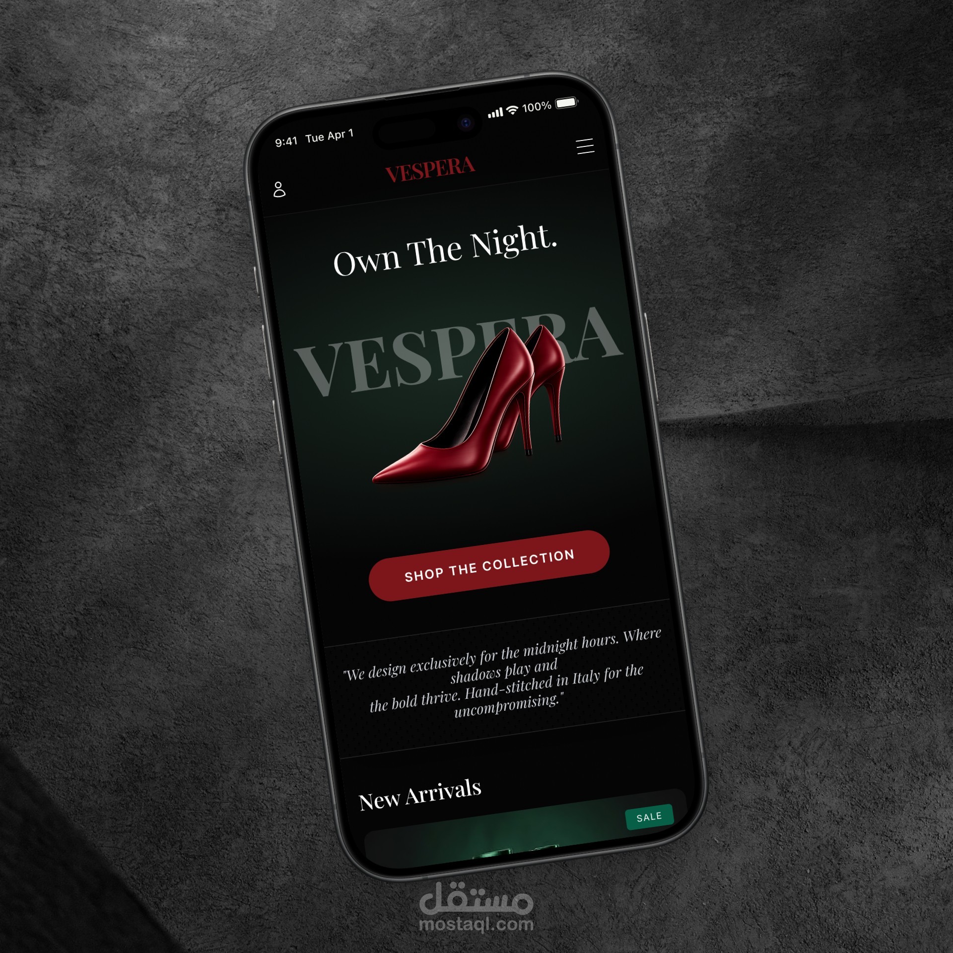 تصميم واجهة Landing Page فاخرة لمتجر أحذية نسائية