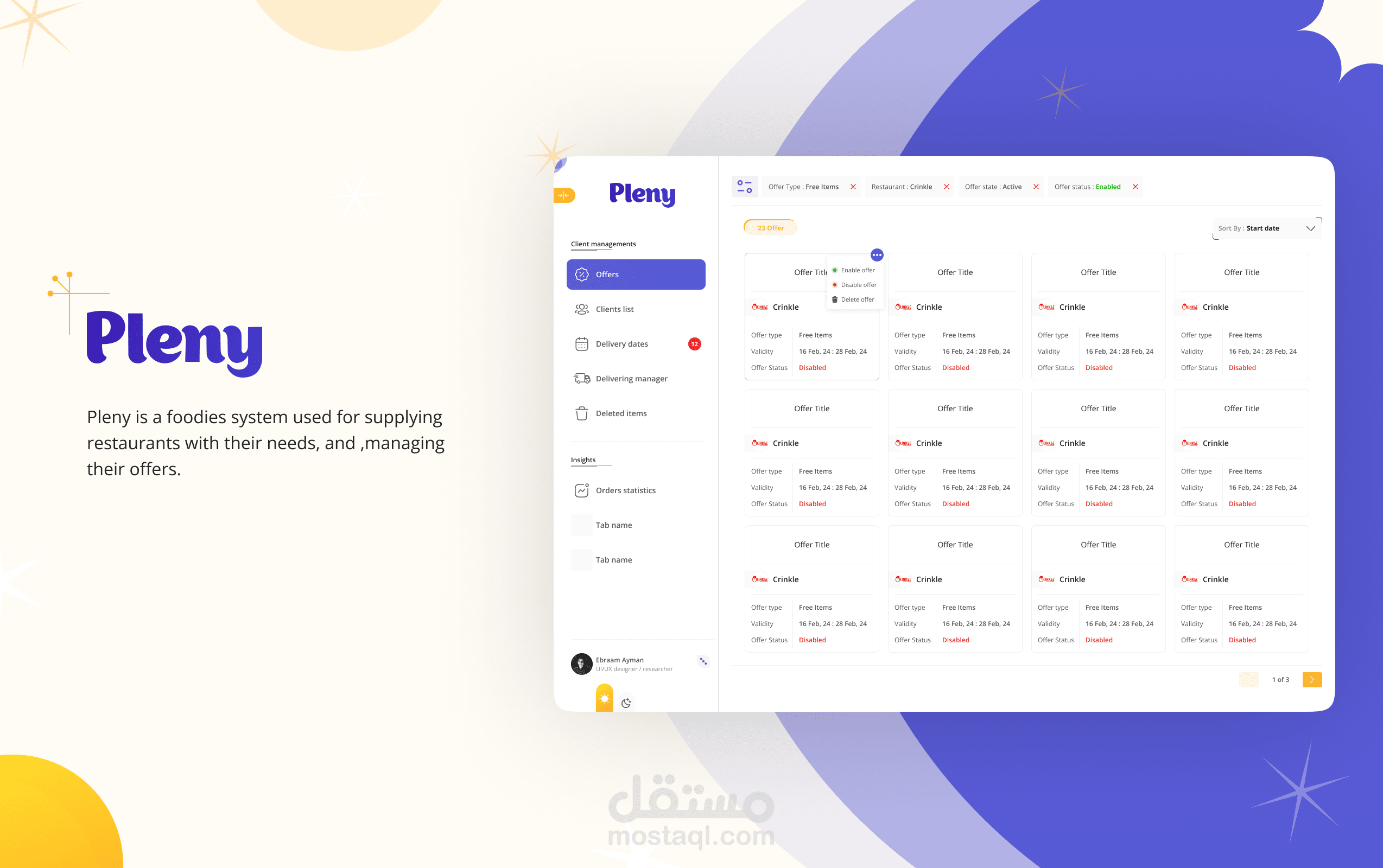 Pleny - Foodies system
