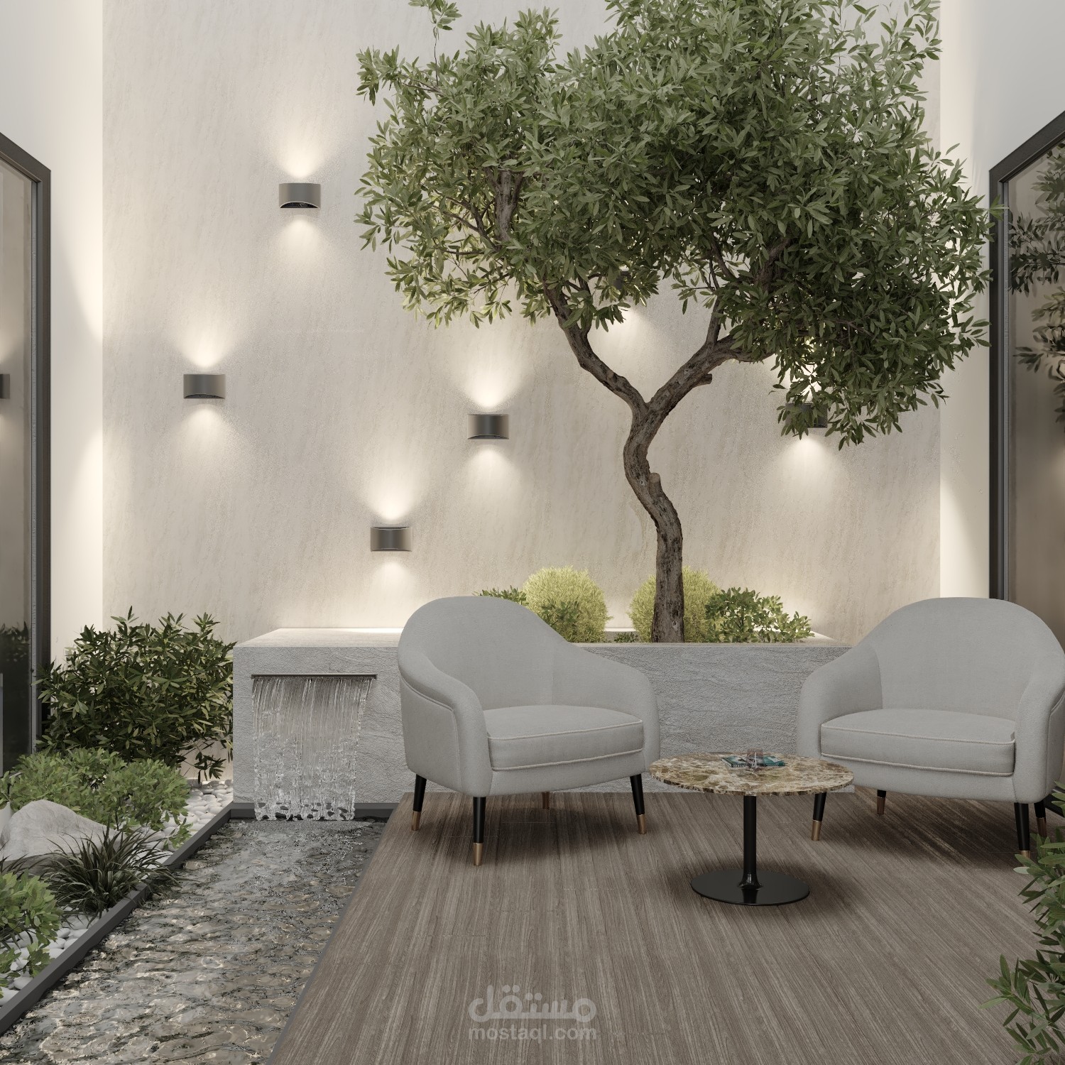 تصميم لاندسكيب لجلسة ضمن فيلا في السعودية