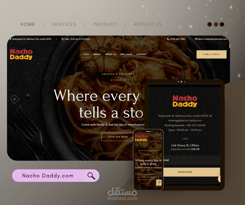 موقع الكتروني لمطعم ناتشودادي |NachoDaddy Restaurant Website