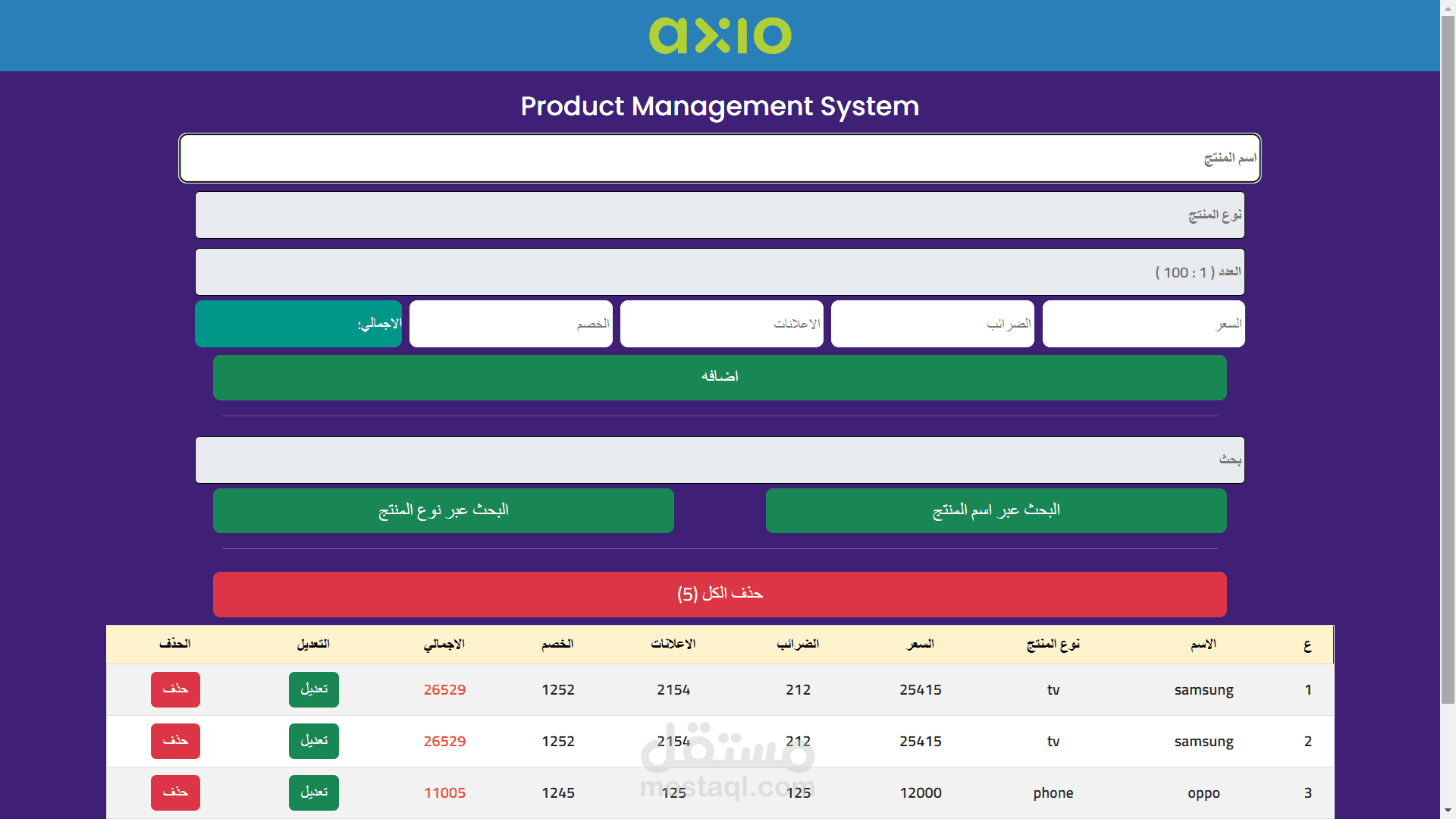 سيستم اداره منتجات | Axio-Product Management System