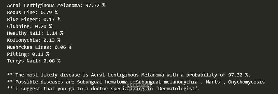 نموذج CNN لاكتشاف امراض الاظافر