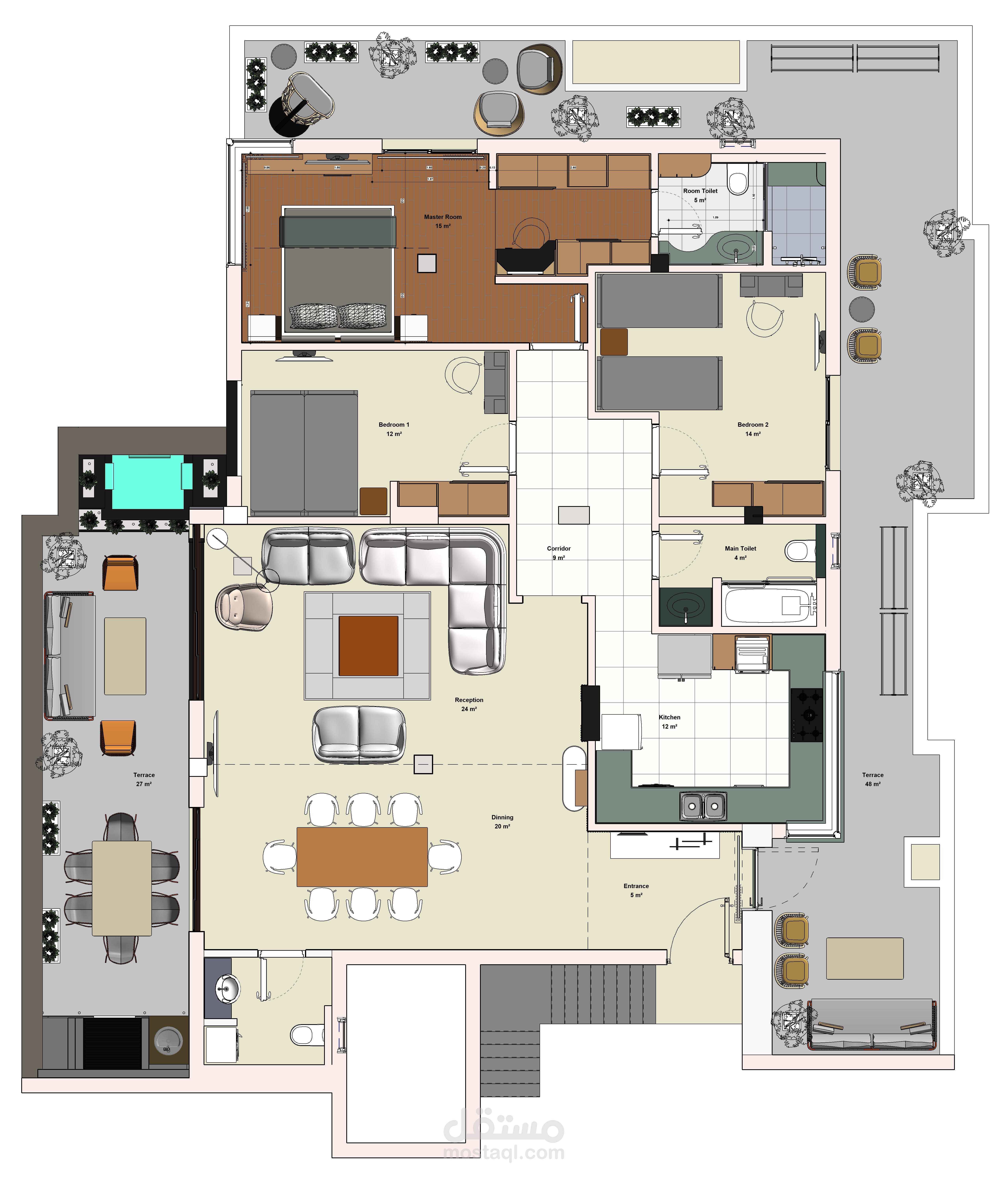 تصميم داخلي لوحدة سكنية