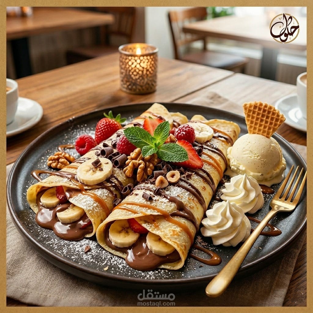 تصميم إعلاني إبداعي لعلامة تجارية متخصصة في الحلويات الفاخرة - "حلوى"