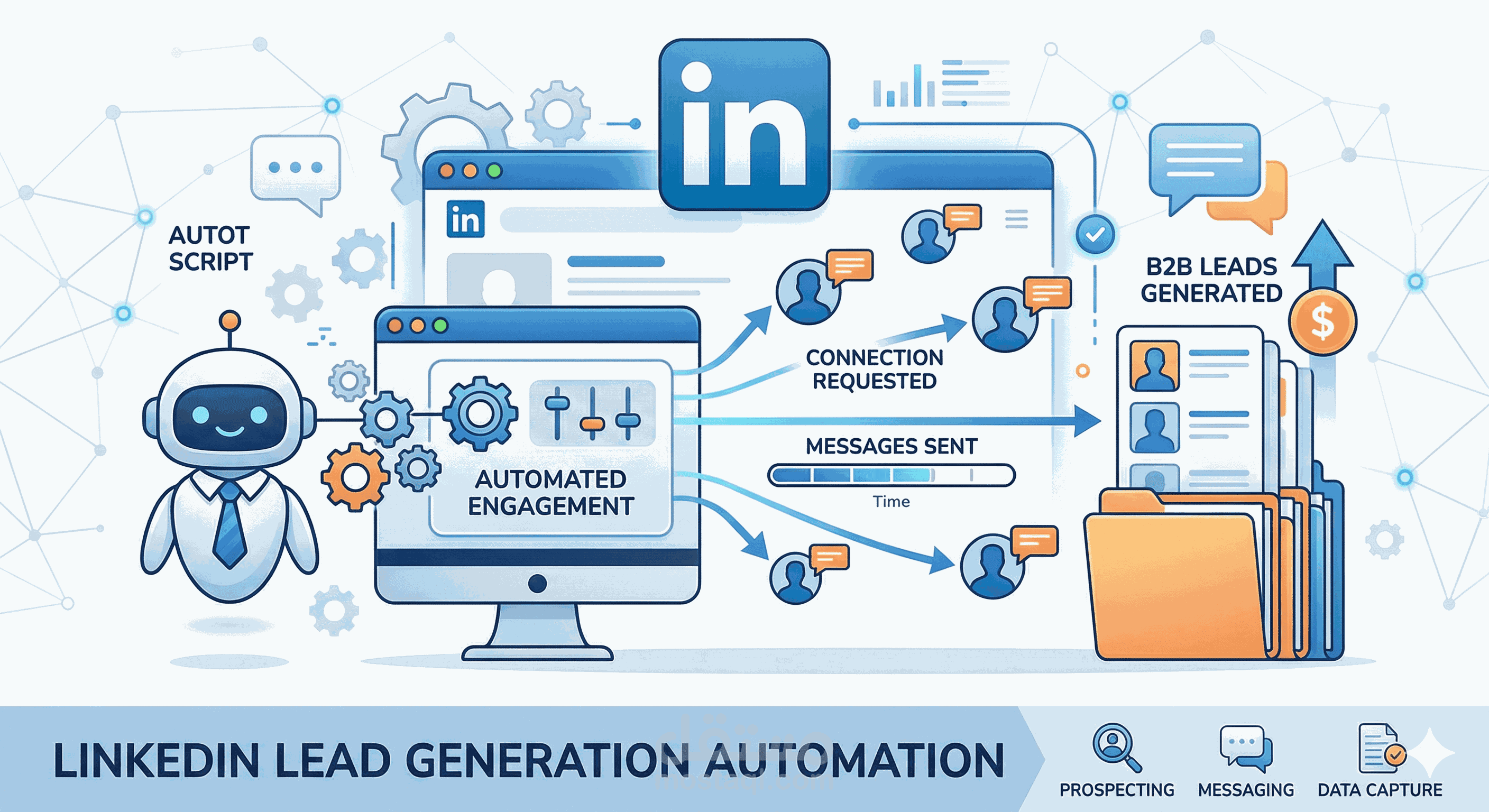 أداة أتمتة التفاعل وجلب العملاء على LinkedIn (Python)