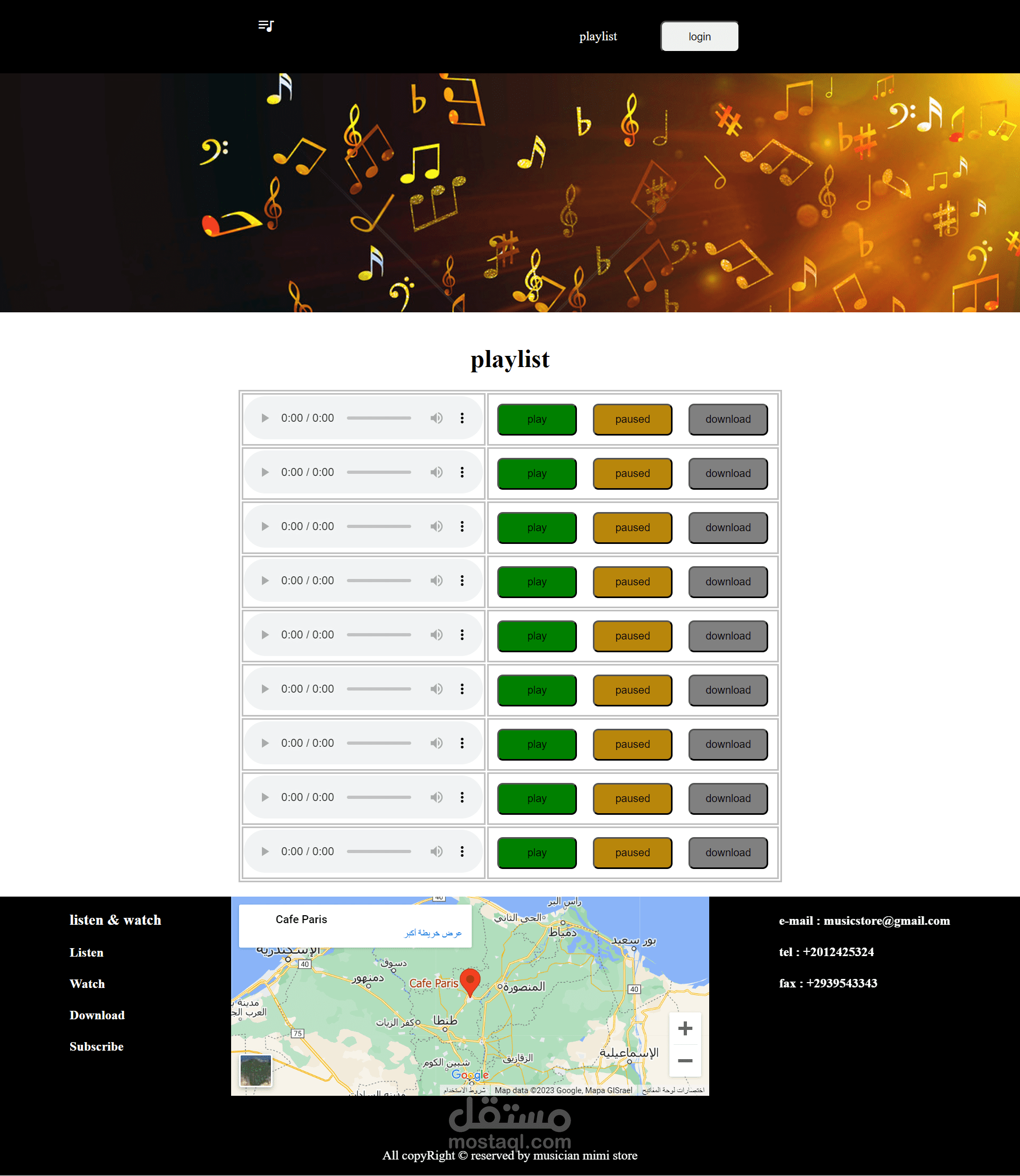 HTML-CSS music store project