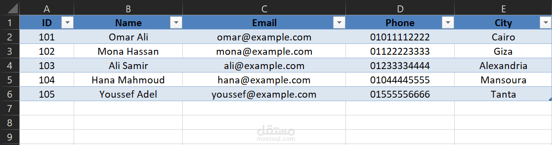نموذج تحويل Excel إلي PDF