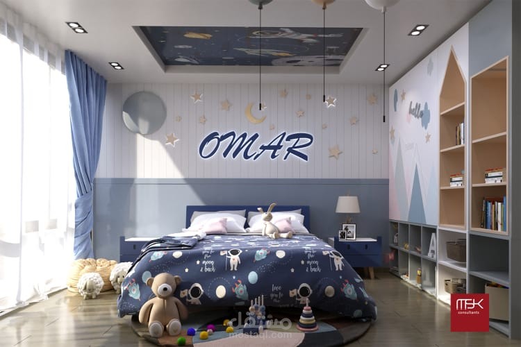 تصميم داخلي لغرفه طفل و غرفه ضيوف لشقه سكنيه بالقاهره