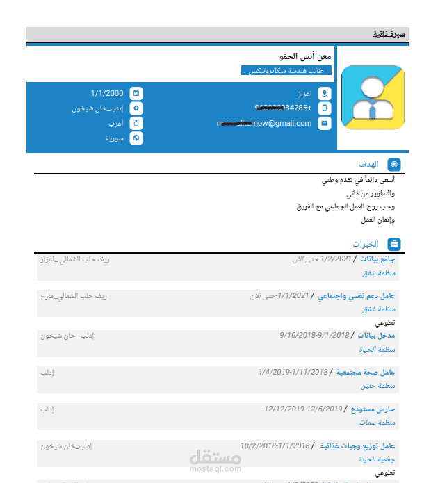 قمت بعمل cv  لعدة مجالات