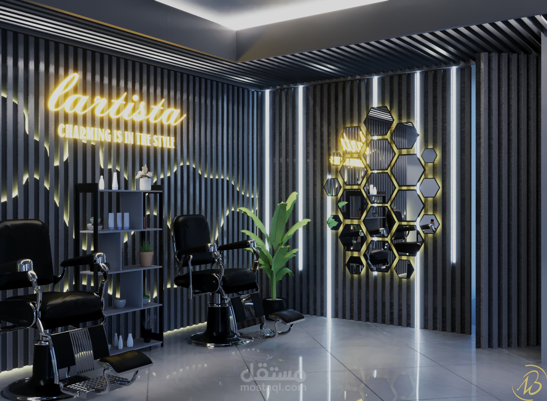 تصميم صالون عناية رجالي